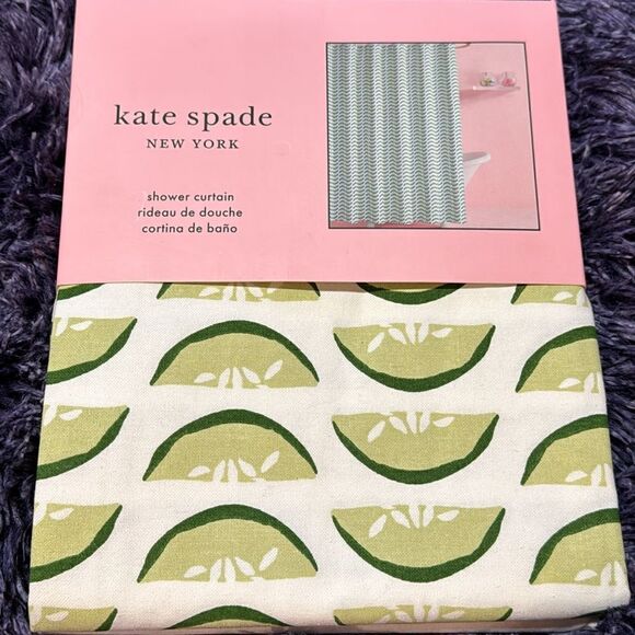 KATE SPADE CUCUMBER SHOWER CURTAIN - Picture 3 of 9